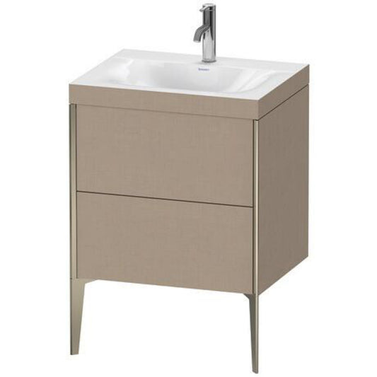 Duravit XViu 24" x 24" x 19" Two Drawer C-Bonded Floorstanding Vanity Kit With One Tap Hole, Linen (XV4709OB175C)
