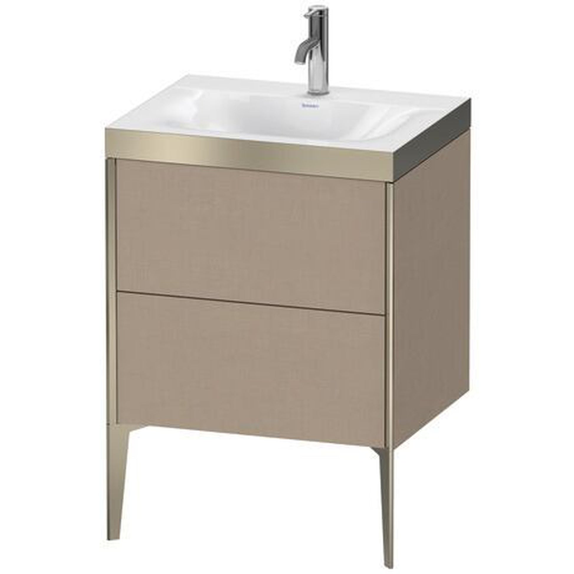 Duravit XViu 24" x 24" x 19" Two Drawer C-Bonded Floorstanding Vanity Kit With One Tap Hole, Linen (XV4709OB175P)