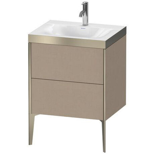 Duravit XViu 24" x 24" x 19" Two Drawer C-Bonded Floorstanding Vanity Kit With One Tap Hole, Linen (XV4709OB175P)
