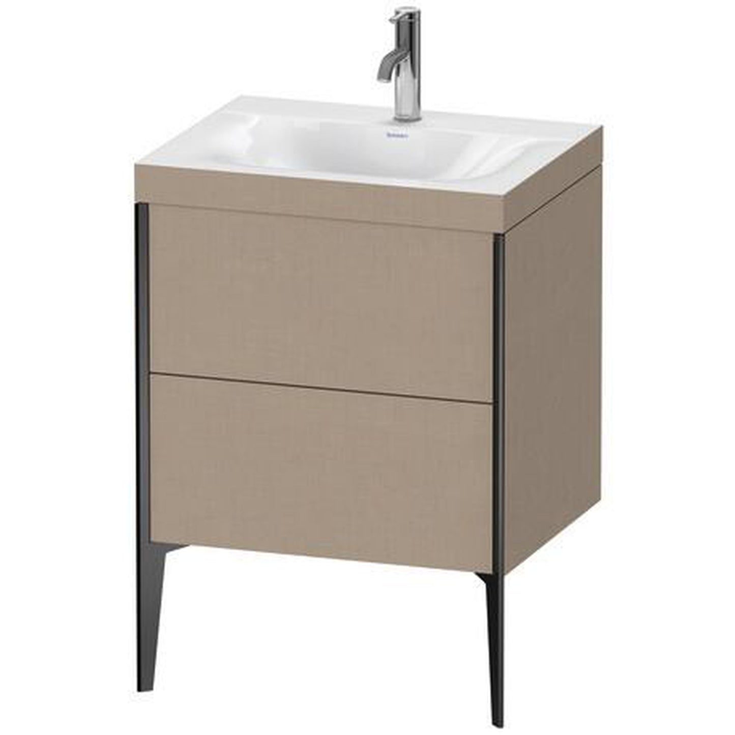 Duravit XViu 24" x 24" x 19" Two Drawer C-Bonded Floorstanding Vanity Kit With One Tap Hole, Linen (XV4709OB275C)