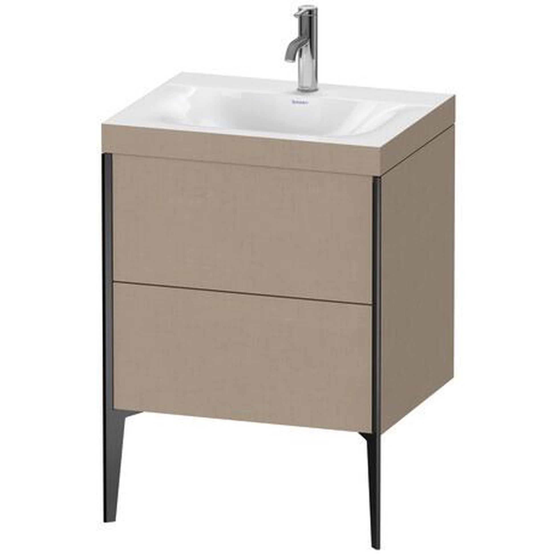 Duravit XViu 24" x 24" x 19" Two Drawer C-Bonded Floorstanding Vanity Kit With One Tap Hole, Linen (XV4709OB275C)