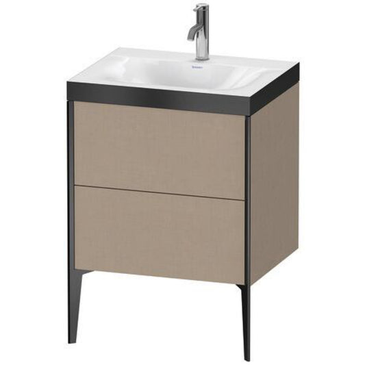 Duravit XViu 24" x 24" x 19" Two Drawer C-Bonded Floorstanding Vanity Kit With One Tap Hole, Linen (XV4709OB275P)