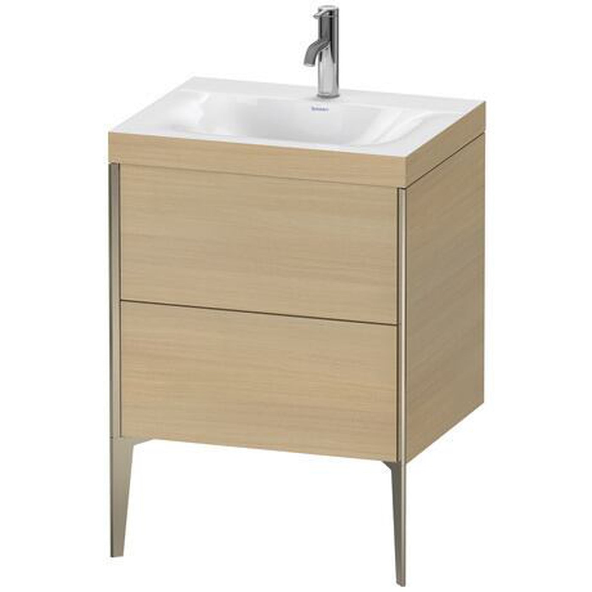 Duravit XViu 24" x 24" x 19" Two Drawer C-Bonded Floorstanding Vanity Kit With One Tap Hole, Mediterranean Oak (XV4709OB171C)