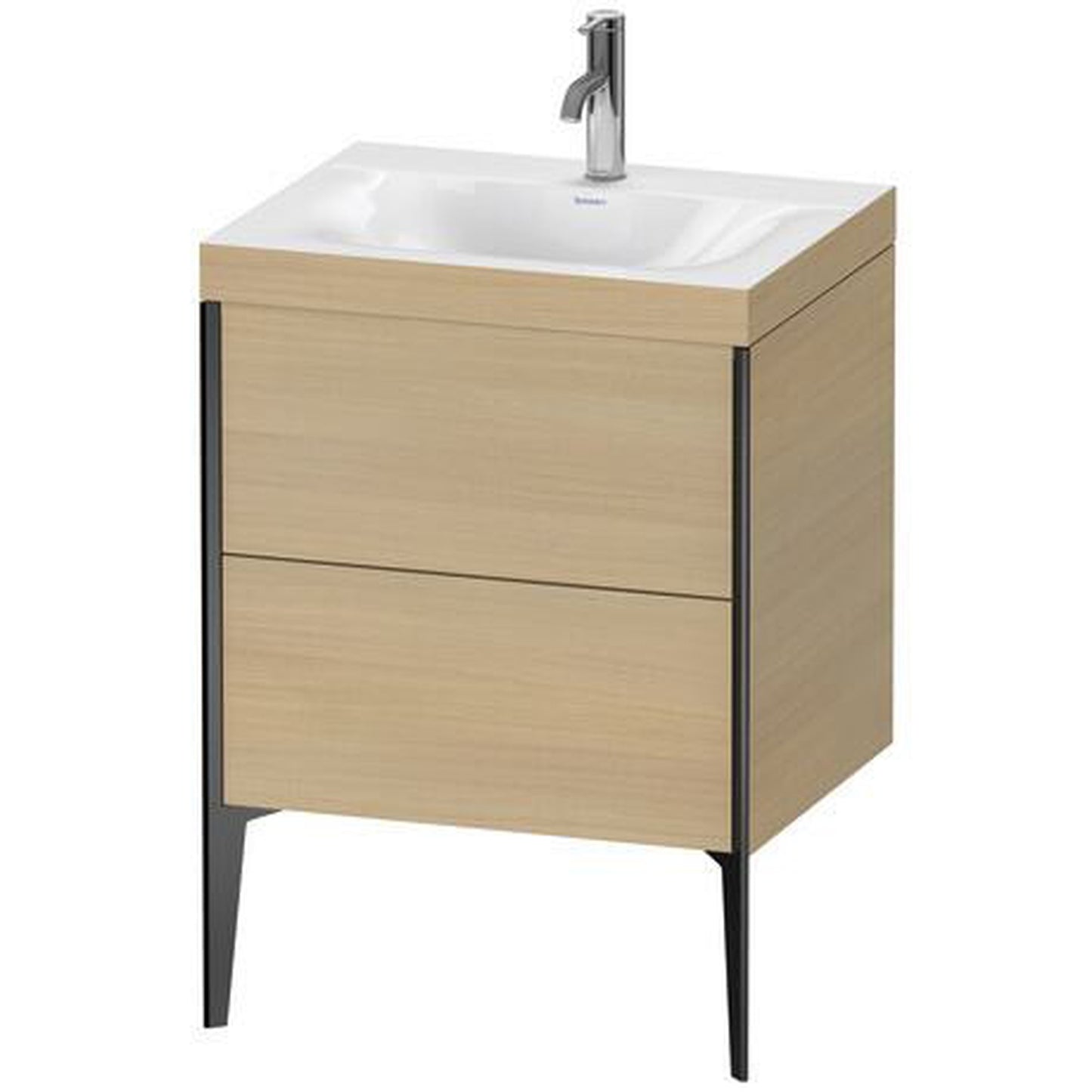 Duravit XViu 24" x 24" x 19" Two Drawer C-Bonded Floorstanding Vanity Kit With One Tap Hole, Mediterranean Oak (XV4709OB271C)