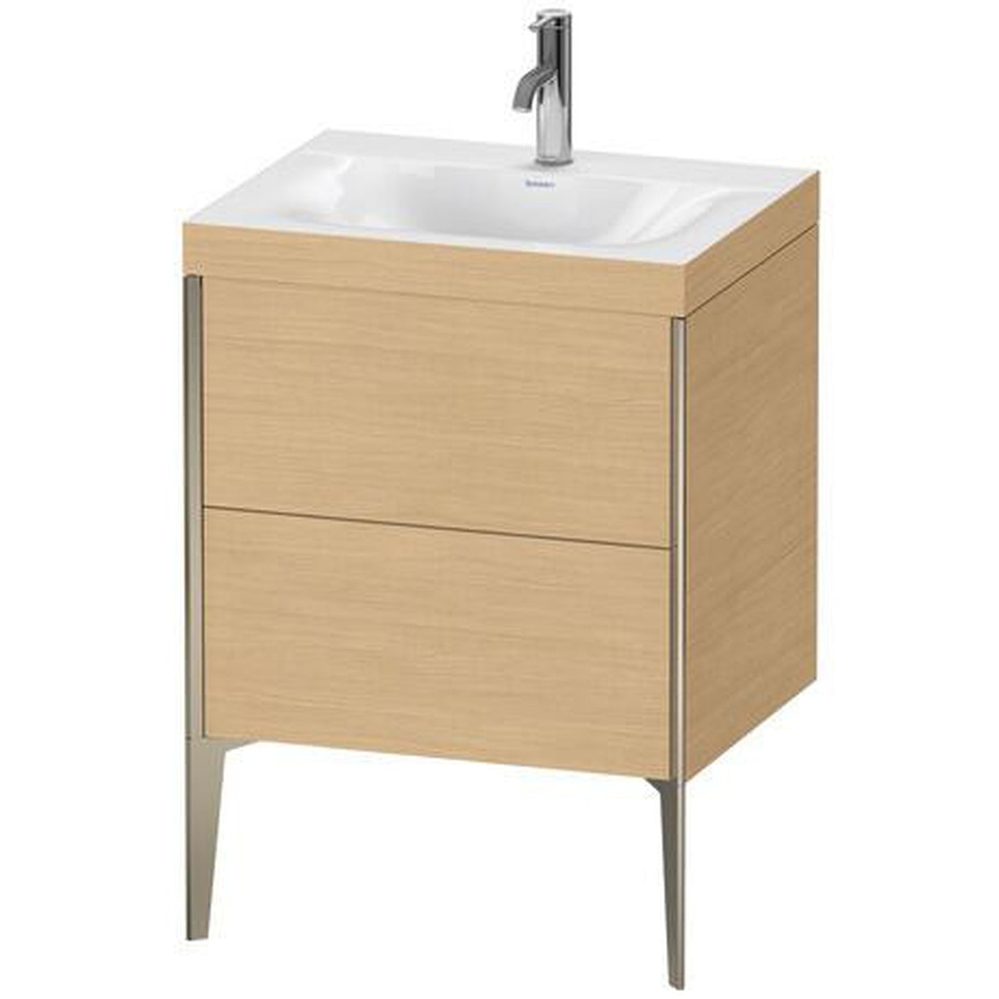 Duravit XViu 24" x 24" x 19" Two Drawer C-Bonded Floorstanding Vanity Kit With One Tap Hole, Natural Oak (XV4709OB130C)