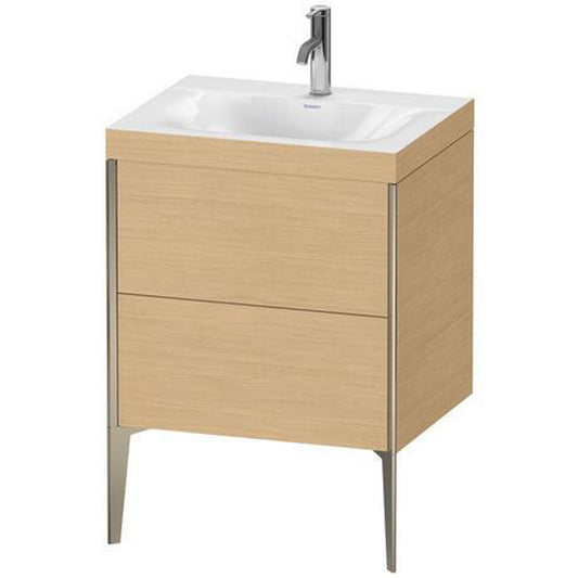 Duravit XViu 24" x 24" x 19" Two Drawer C-Bonded Floorstanding Vanity Kit With One Tap Hole, Natural Oak (XV4709OB130C)