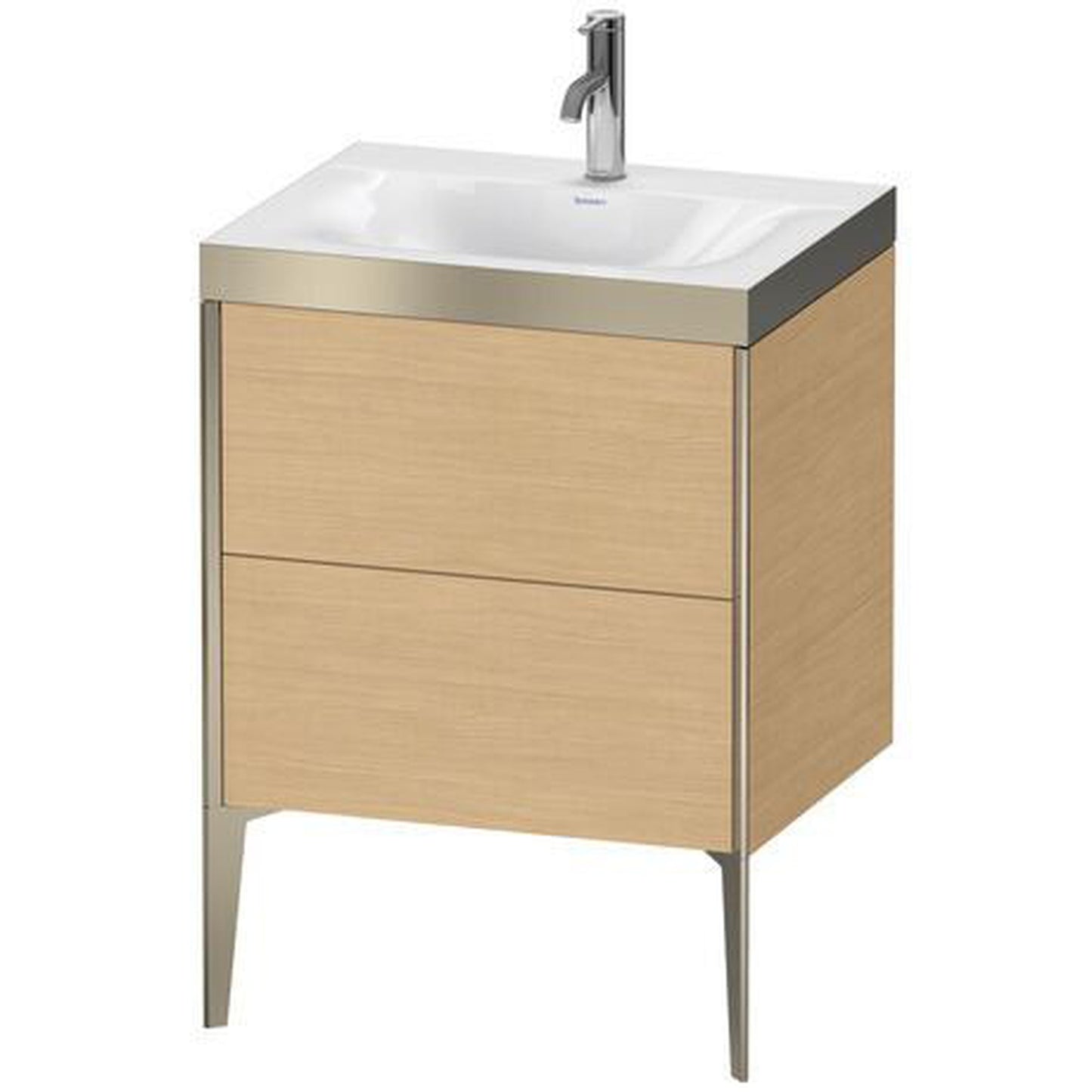 Duravit XViu 24" x 24" x 19" Two Drawer C-Bonded Floorstanding Vanity Kit With One Tap Hole, Natural Oak (XV4709OB130P)