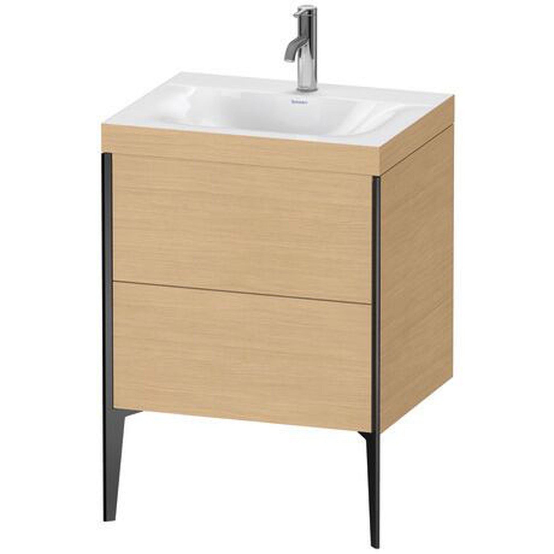 Duravit XViu 24" x 24" x 19" Two Drawer C-Bonded Floorstanding Vanity Kit With One Tap Hole, Natural Oak (XV4709OB230C)