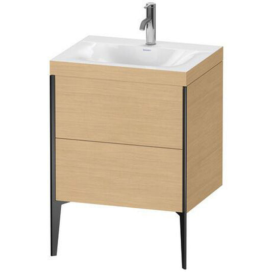Duravit XViu 24" x 24" x 19" Two Drawer C-Bonded Floorstanding Vanity Kit With One Tap Hole, Natural Oak (XV4709OB230C)