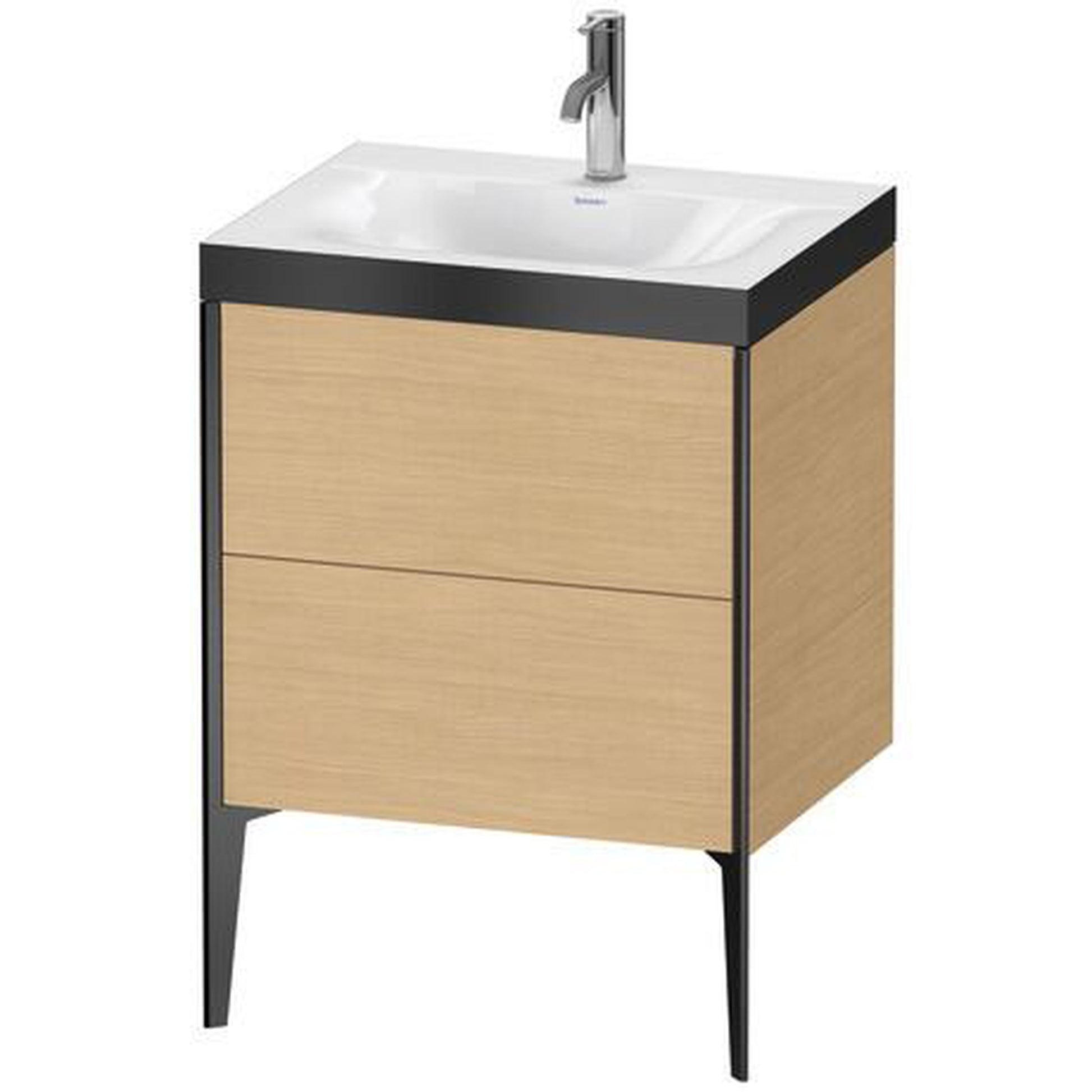 Duravit XViu 24" x 24" x 19" Two Drawer C-Bonded Floorstanding Vanity Kit With One Tap Hole, Natural Oak (XV4709OB230P)