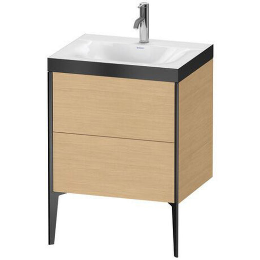 Duravit XViu 24" x 24" x 19" Two Drawer C-Bonded Floorstanding Vanity Kit With One Tap Hole, Natural Oak (XV4709OB230P)