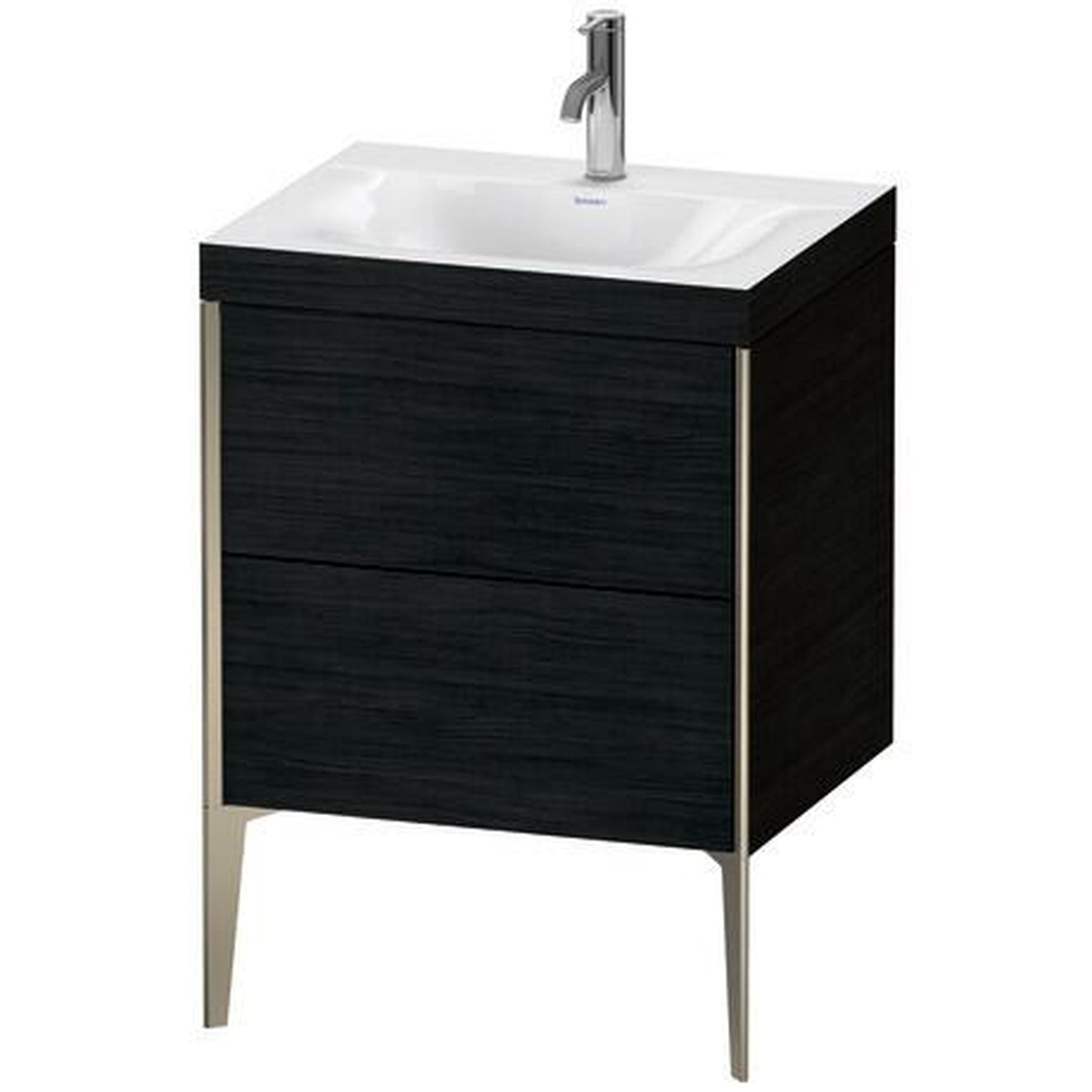 Duravit XViu 24" x 24" x 19" Two Drawer C-Bonded Floorstanding Vanity Kit With One Tap Hole, Oak Black (XV4709OB116C)