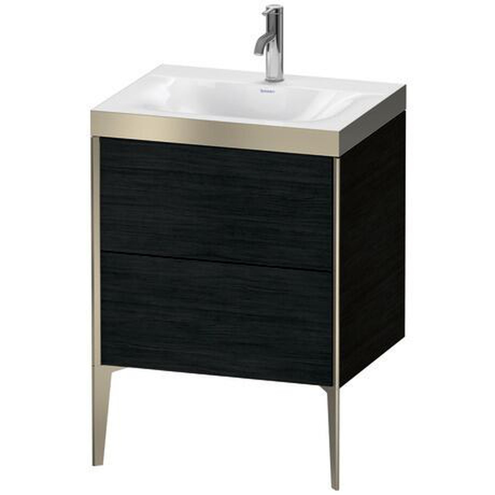 Duravit XViu 24" x 24" x 19" Two Drawer C-Bonded Floorstanding Vanity Kit With One Tap Hole, Oak Black (XV4709OB116P)