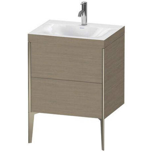 Duravit XViu 24" x 24" x 19" Two Drawer C-Bonded Floorstanding Vanity Kit With One Tap Hole, Oak Terra (XV4709OB135C)