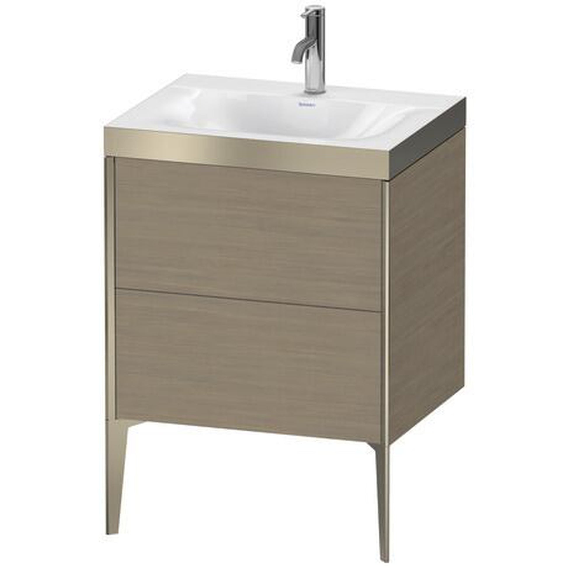 Duravit XViu 24" x 24" x 19" Two Drawer C-Bonded Floorstanding Vanity Kit With One Tap Hole, Oak Terra (XV4709OB135P)