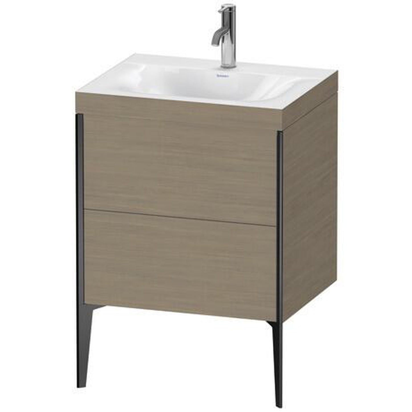Duravit XViu 24" x 24" x 19" Two Drawer C-Bonded Floorstanding Vanity Kit With One Tap Hole, Oak Terra (XV4709OB235C)
