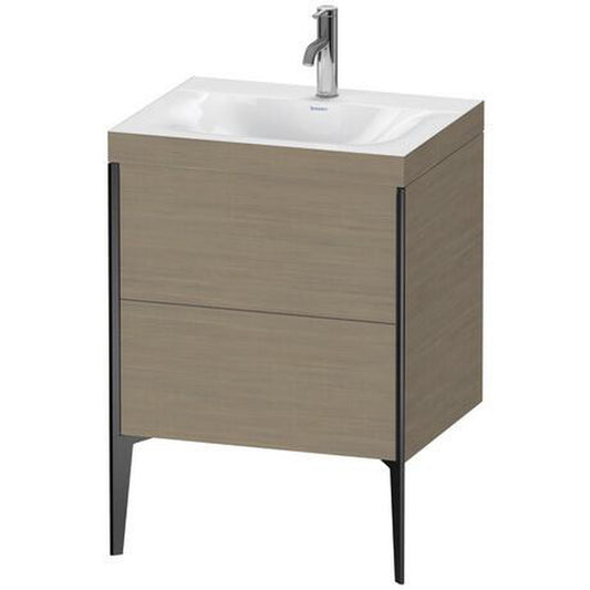 Duravit XViu 24" x 24" x 19" Two Drawer C-Bonded Floorstanding Vanity Kit With One Tap Hole, Oak Terra (XV4709OB235C)