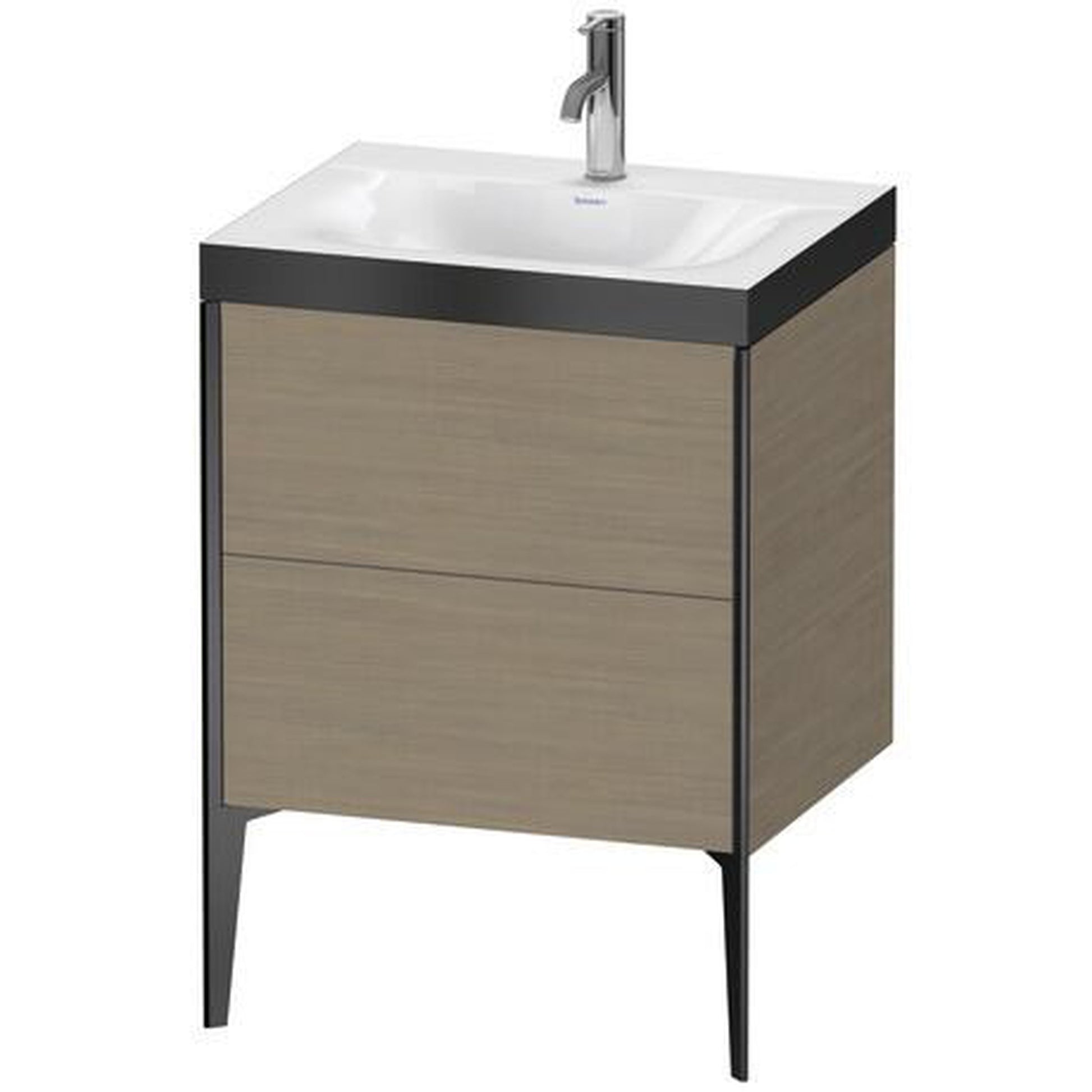 Duravit XViu 24" x 24" x 19" Two Drawer C-Bonded Floorstanding Vanity Kit With One Tap Hole, Oak Terra (XV4709OB235P)