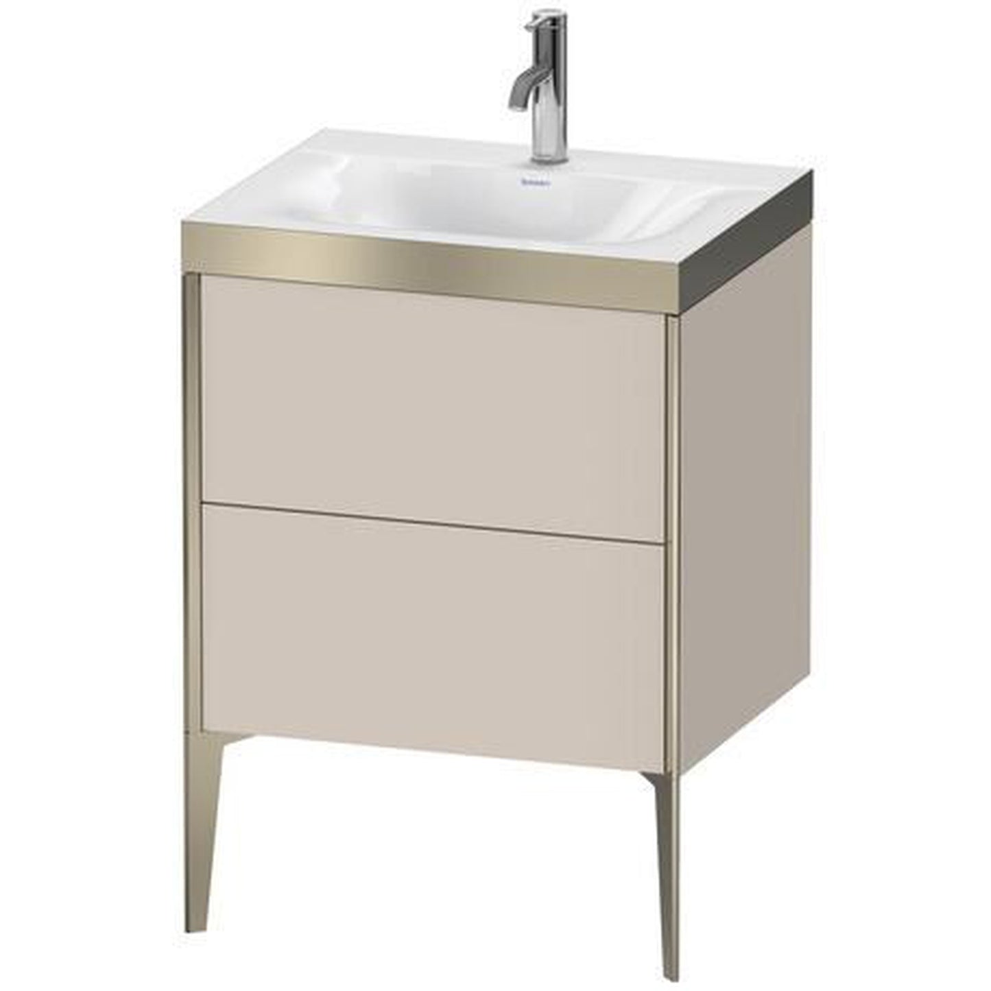 Duravit XViu 24" x 24" x 19" Two Drawer C-Bonded Floorstanding Vanity Kit With One Tap Hole, Taupe (XV4709OB191P)