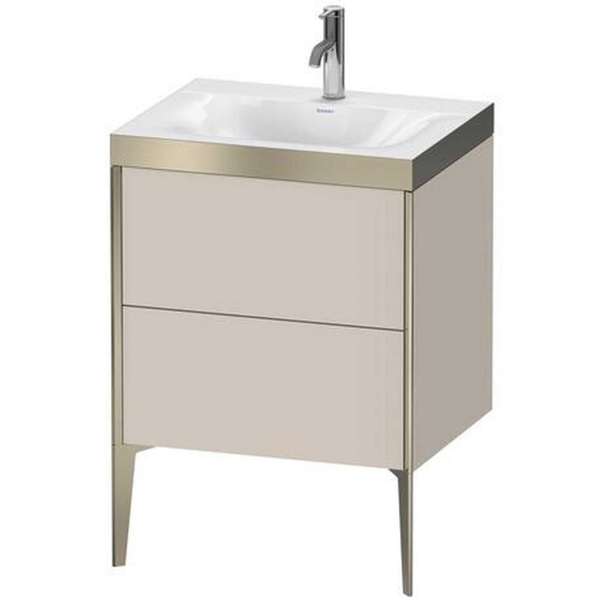 Duravit XViu 24" x 24" x 19" Two Drawer C-Bonded Floorstanding Vanity Kit With One Tap Hole, Taupe (XV4709OB191P)