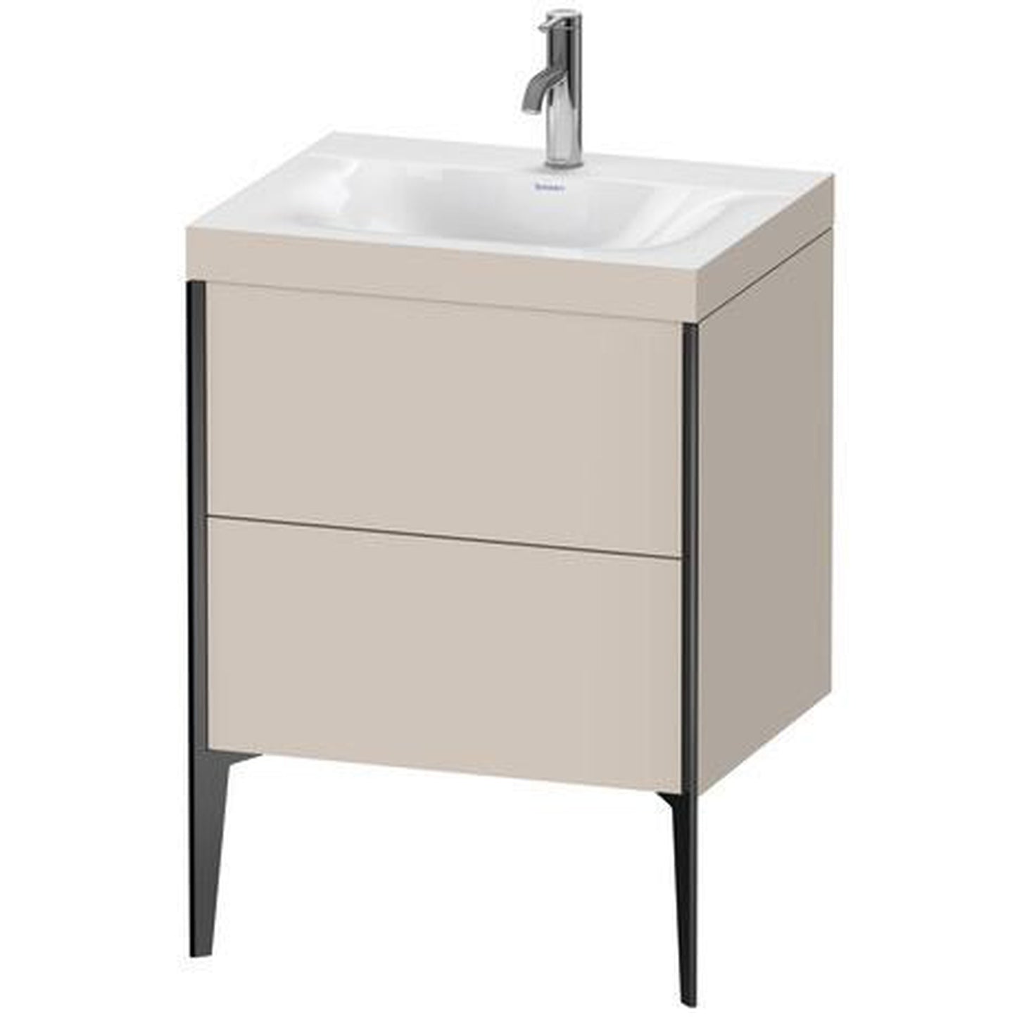 Duravit XViu 24" x 24" x 19" Two Drawer C-Bonded Floorstanding Vanity Kit With One Tap Hole, Taupe (XV4709OB291C)