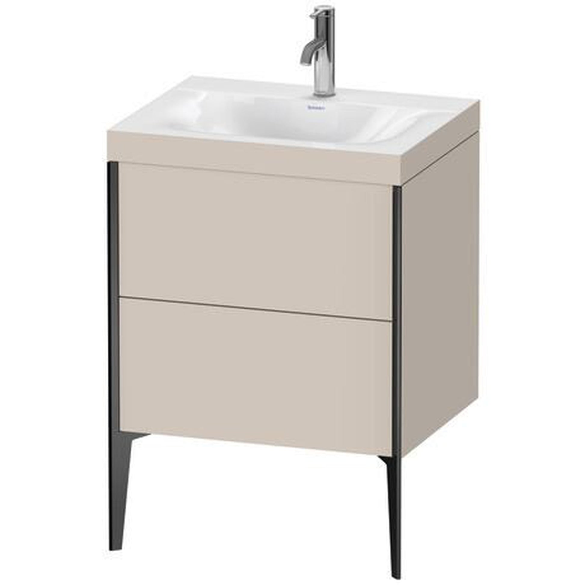 Duravit XViu 24" x 24" x 19" Two Drawer C-Bonded Floorstanding Vanity Kit With One Tap Hole, Taupe (XV4709OB291C)