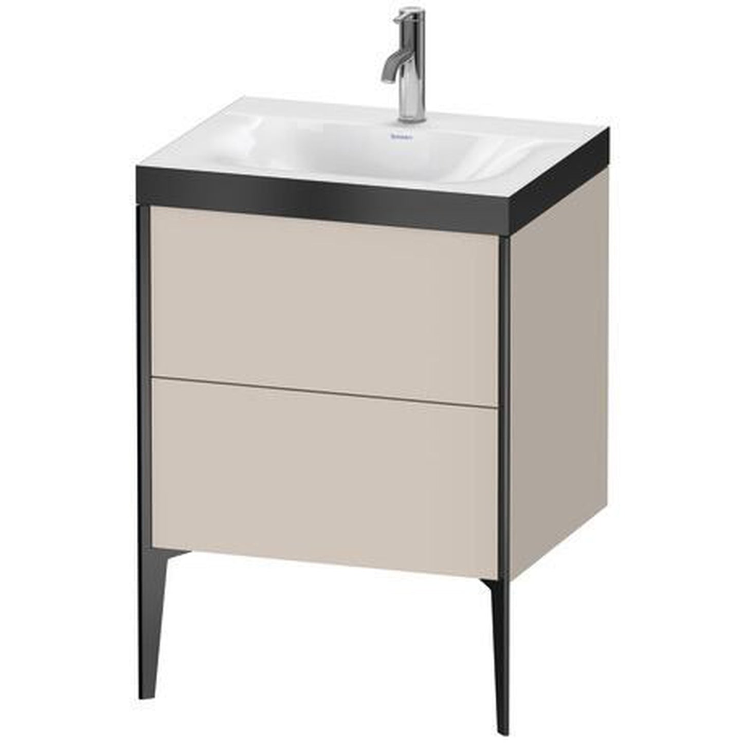 Duravit XViu 24" x 24" x 19" Two Drawer C-Bonded Floorstanding Vanity Kit With One Tap Hole, Taupe (XV4709OB291P)