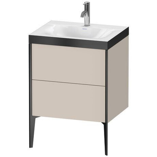 Duravit XViu 24" x 24" x 19" Two Drawer C-Bonded Floorstanding Vanity Kit With One Tap Hole, Taupe (XV4709OB291P)