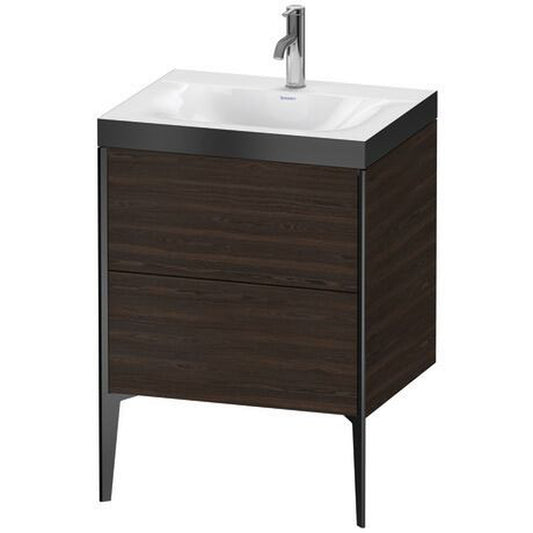 Duravit XViu 24" x 24" x 19" Two Drawer C-Bonded Floorstanding Vanity Kit With One Tap Hole, Walnut Brushed (XV4709OB269P)