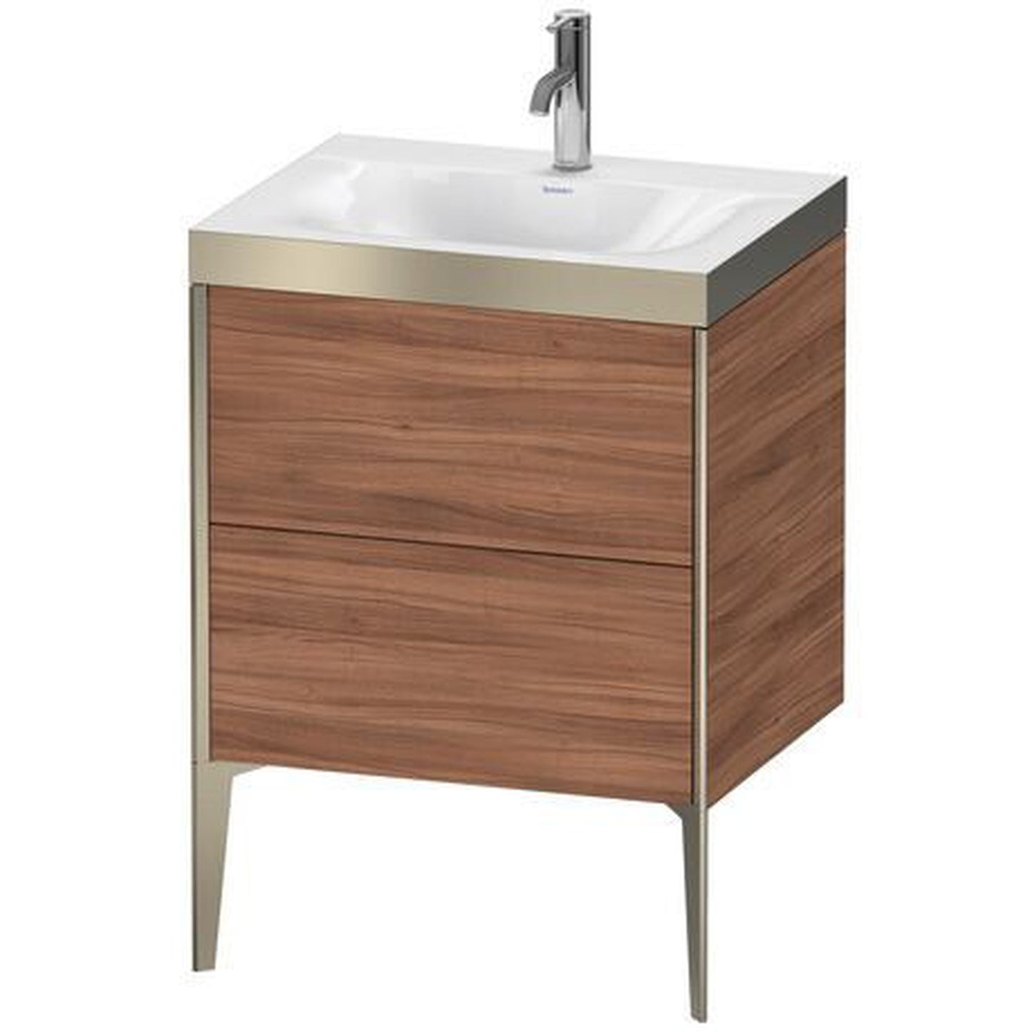 Duravit XViu 24" x 24" x 19" Two Drawer C-Bonded Floorstanding Vanity Kit With One Tap Hole, Walnut (XV4709OB179P)