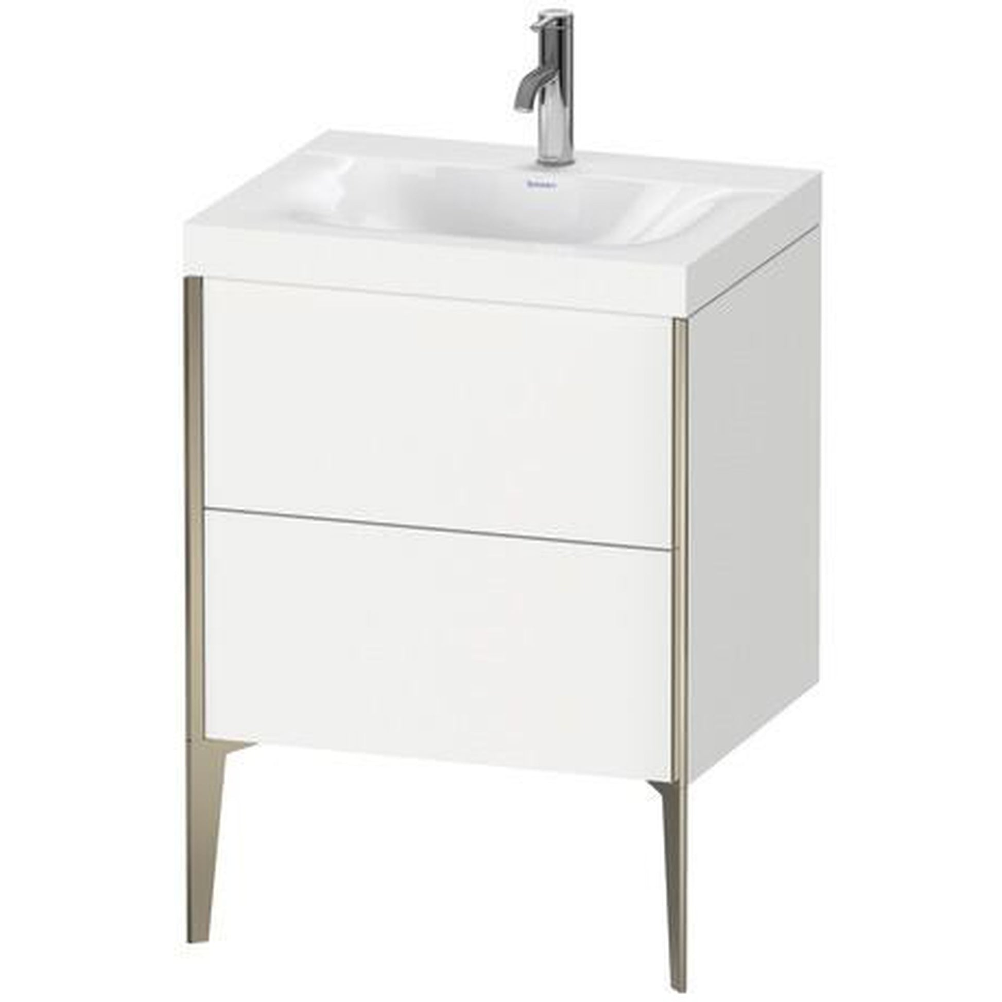 Duravit XViu 24" x 24" x 19" Two Drawer C-Bonded Floorstanding Vanity Kit With One Tap Hole, White (XV4709OB118C)