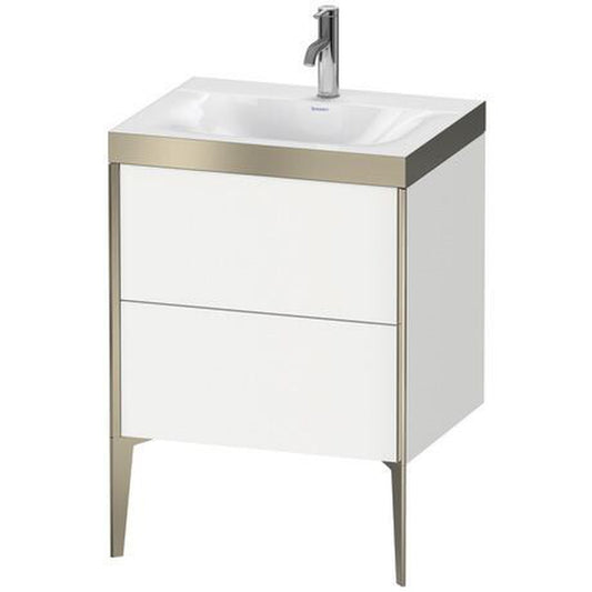 Duravit XViu 24" x 24" x 19" Two Drawer C-Bonded Floorstanding Vanity Kit With One Tap Hole, White (XV4709OB118P)