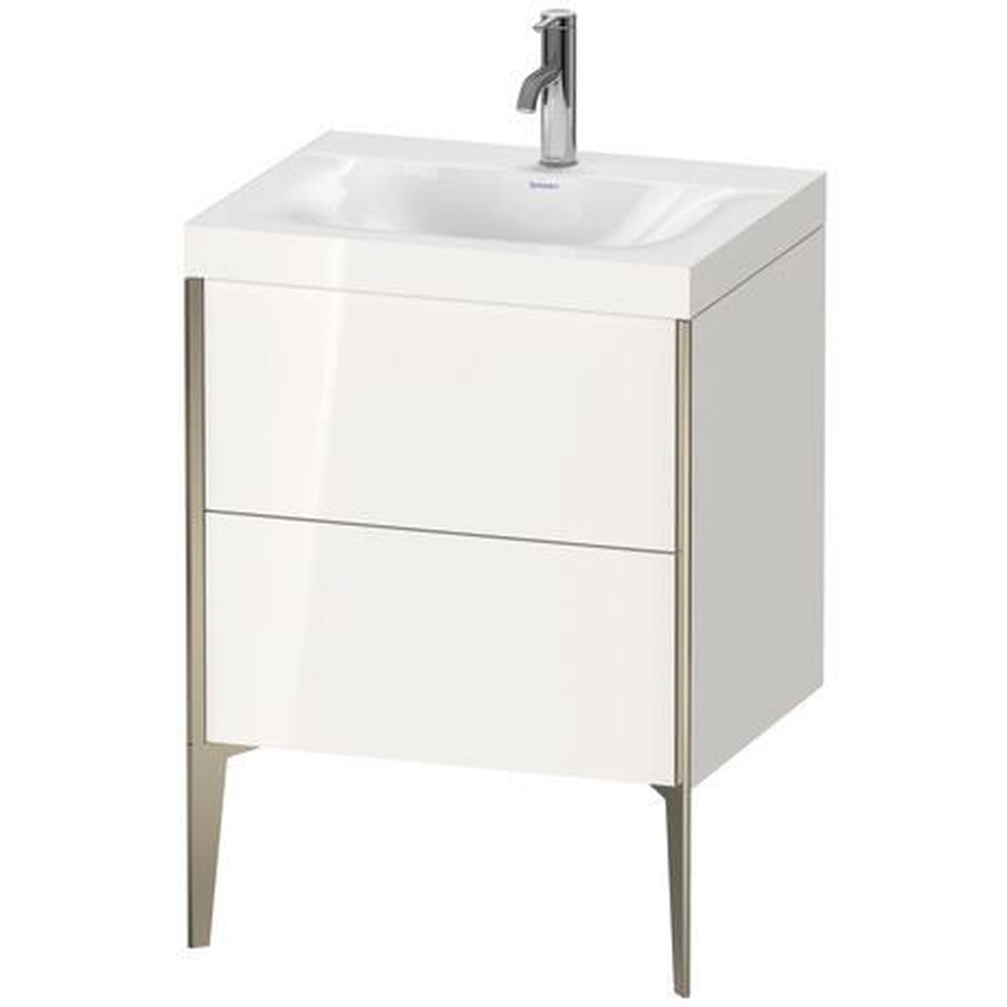 Duravit XViu 24" x 24" x 19" Two Drawer C-Bonded Floorstanding Vanity Kit With One Tap Hole, White (XV4709OB122C)