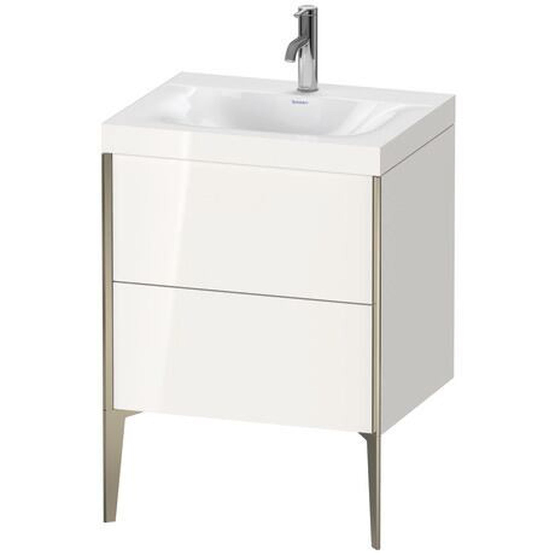 Duravit XViu 24" x 24" x 19" Two Drawer C-Bonded Floorstanding Vanity Kit With One Tap Hole, White (XV4709OB122C)