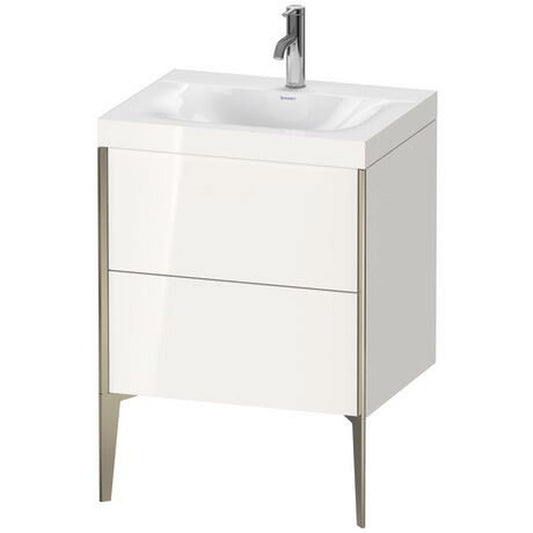 Duravit XViu 24" x 24" x 19" Two Drawer C-Bonded Floorstanding Vanity Kit With One Tap Hole, White (XV4709OB122C)
