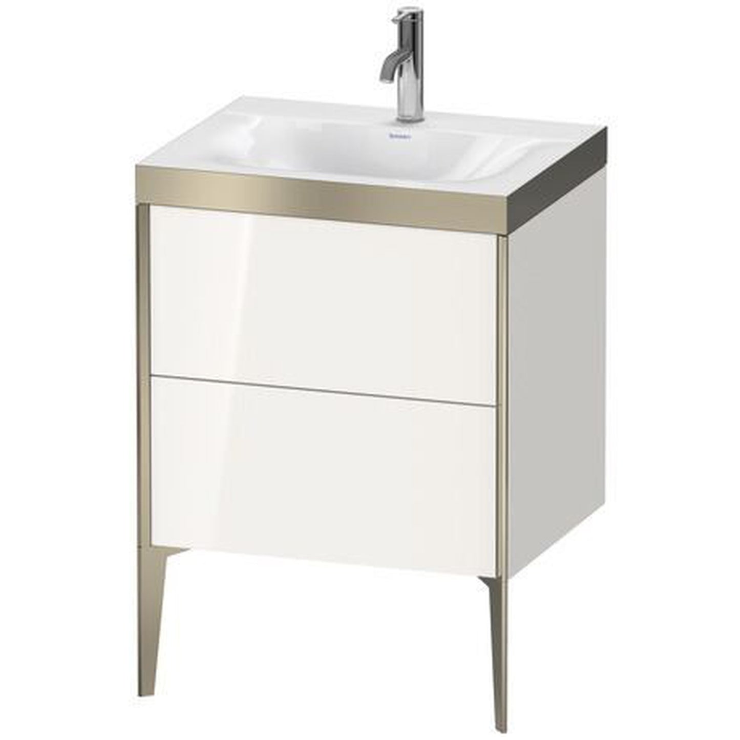 Duravit XViu 24" x 24" x 19" Two Drawer C-Bonded Floorstanding Vanity Kit With One Tap Hole, White (XV4709OB122P)