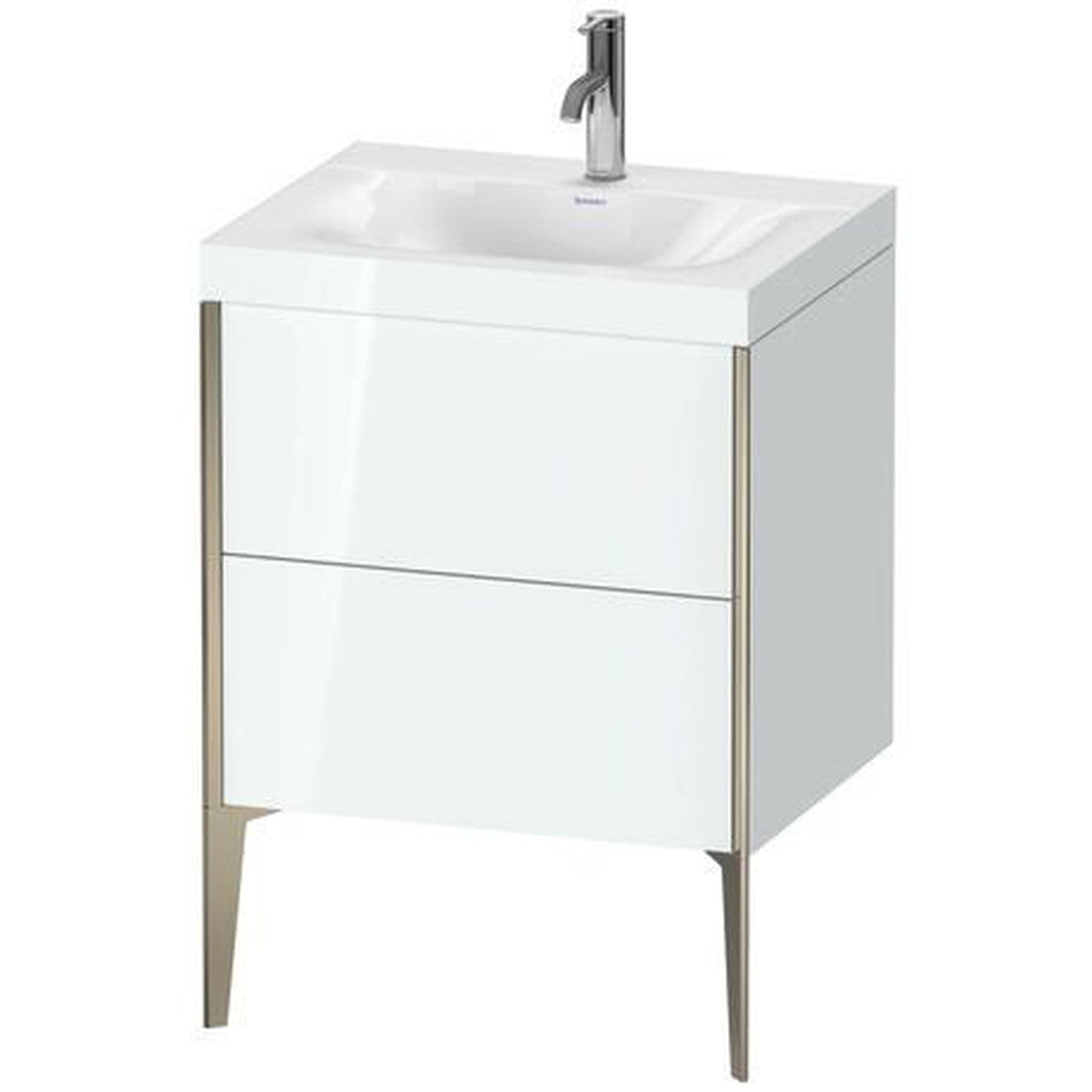 Duravit XViu 24" x 24" x 19" Two Drawer C-Bonded Floorstanding Vanity Kit With One Tap Hole, White (XV4709OB185C)