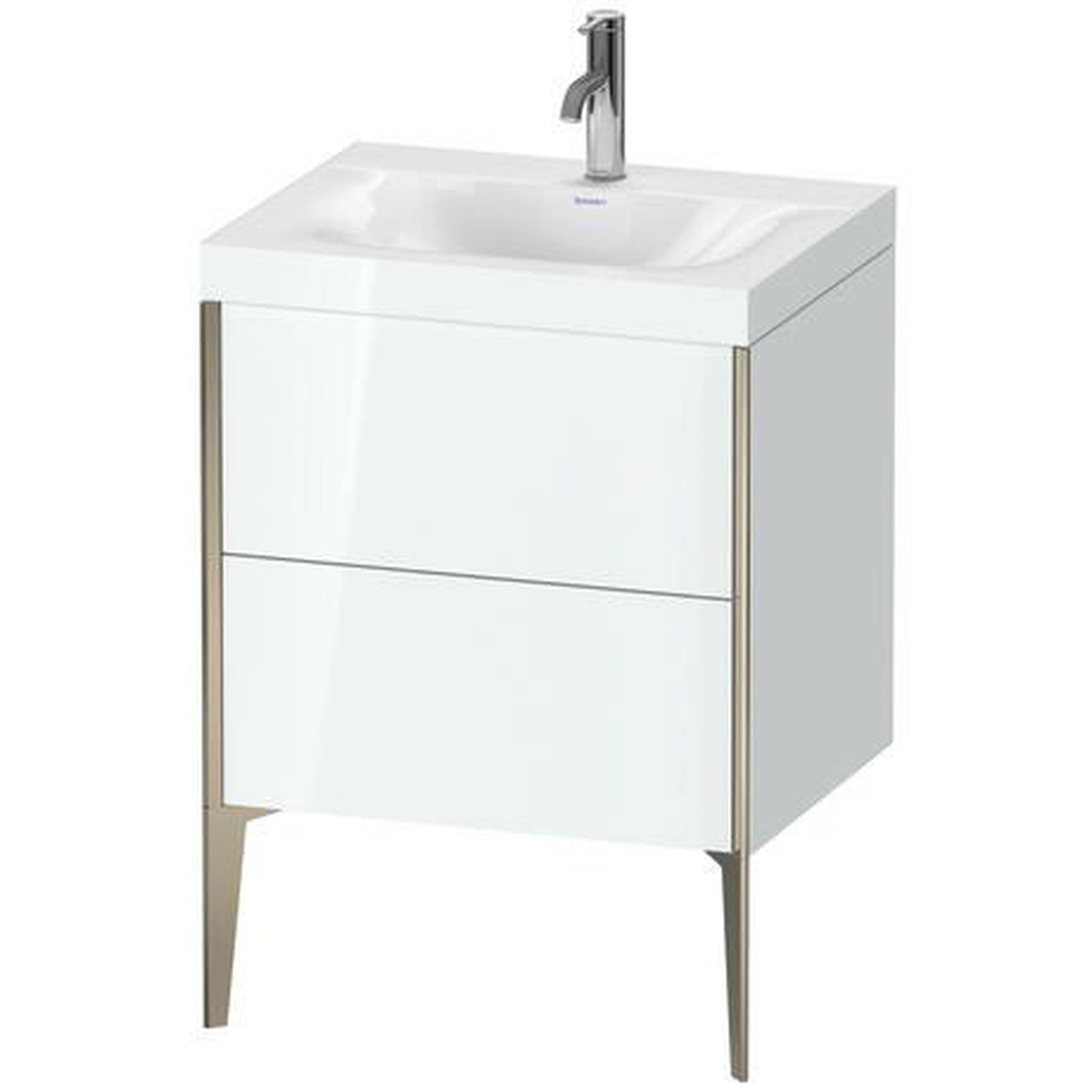 Duravit XViu 24" x 24" x 19" Two Drawer C-Bonded Floorstanding Vanity Kit With One Tap Hole, White (XV4709OB185C)