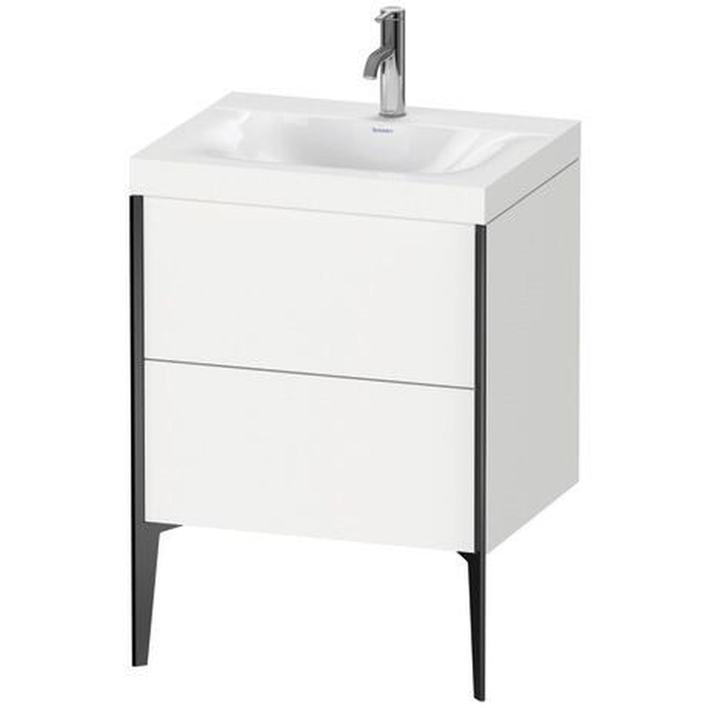 Duravit XViu 24" x 24" x 19" Two Drawer C-Bonded Floorstanding Vanity Kit With One Tap Hole, White (XV4709OB218C)
