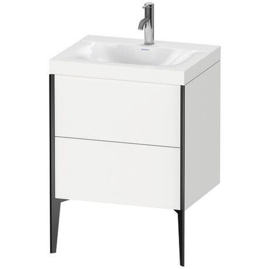 Duravit XViu 24" x 24" x 19" Two Drawer C-Bonded Floorstanding Vanity Kit With One Tap Hole, White (XV4709OB218C)