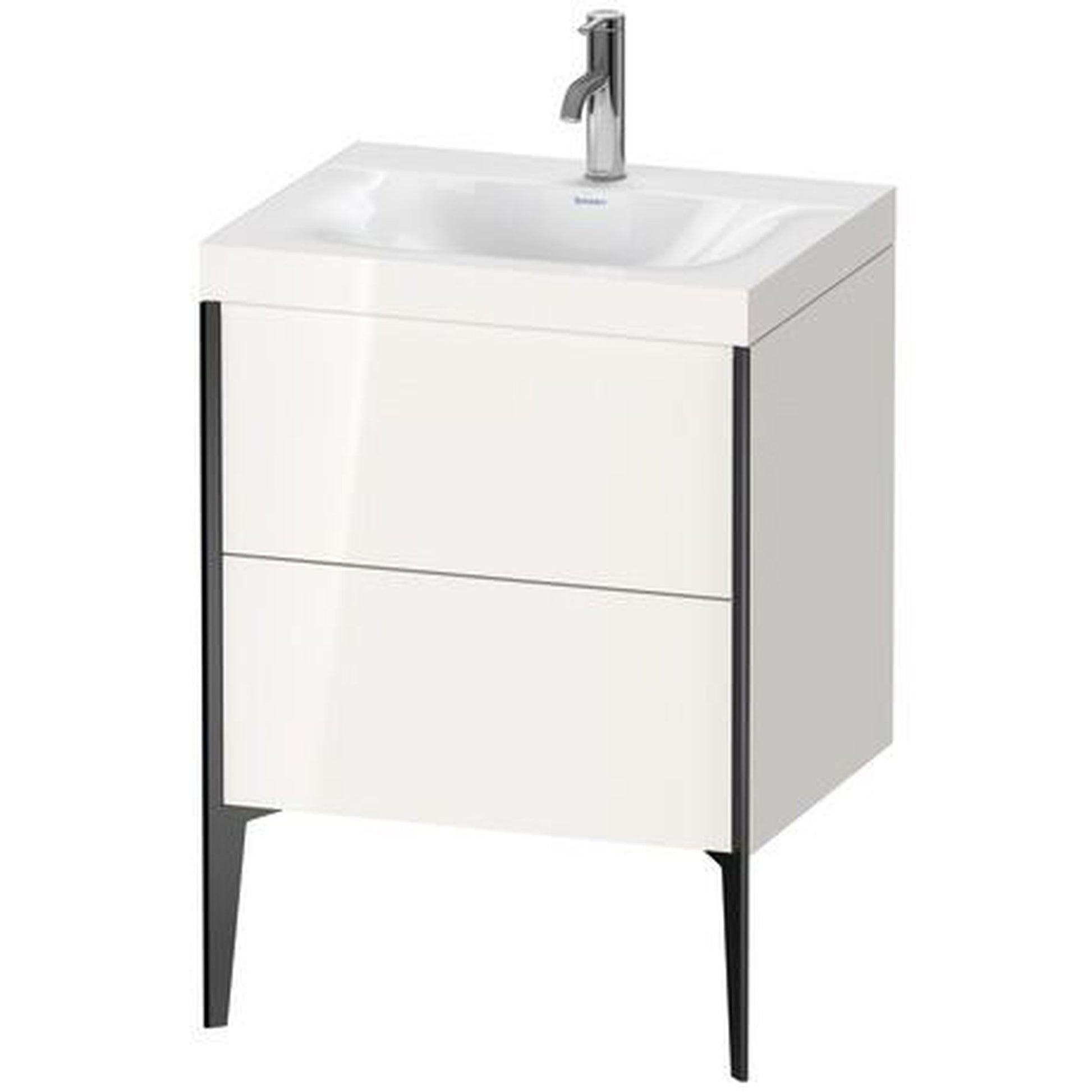 Duravit XViu 24" x 24" x 19" Two Drawer C-Bonded Floorstanding Vanity Kit With One Tap Hole, White (XV4709OB222C)