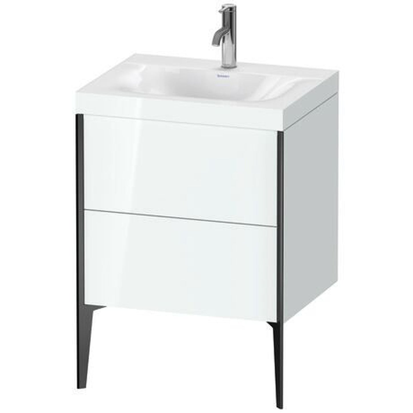 Duravit XViu 24" x 24" x 19" Two Drawer C-Bonded Floorstanding Vanity Kit With One Tap Hole, White (XV4709OB285C)