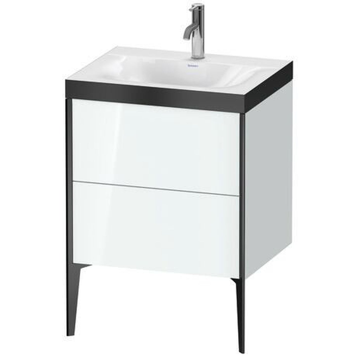 Duravit XViu 24" x 24" x 19" Two Drawer C-Bonded Floorstanding Vanity Kit With One Tap Hole, White (XV4709OB285P)