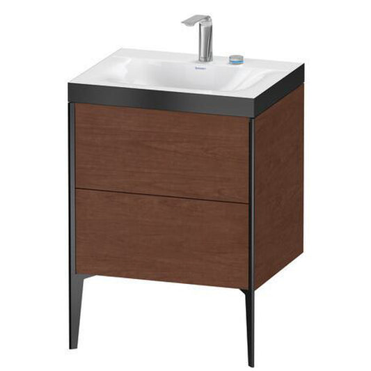 Duravit XViu 24" x 24" x 19" Two Drawer C-Bonded Floorstanding Vanity Kit With Two Tap Holes, American Walnut (XV4709EB213P)