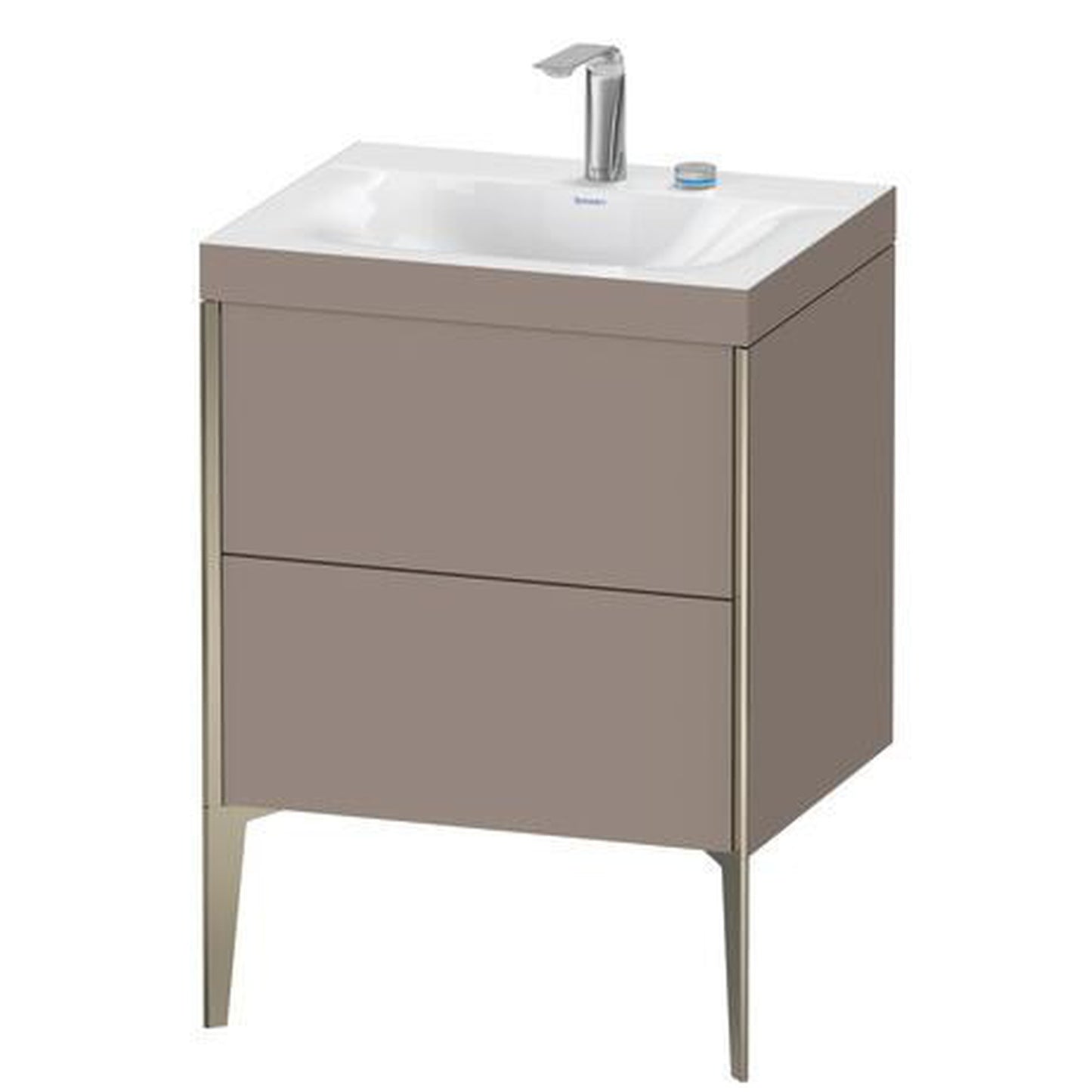 Duravit XViu 24" x 24" x 19" Two Drawer C-Bonded Floorstanding Vanity Kit With Two Tap Holes, Basalt (XV4709EB143C)