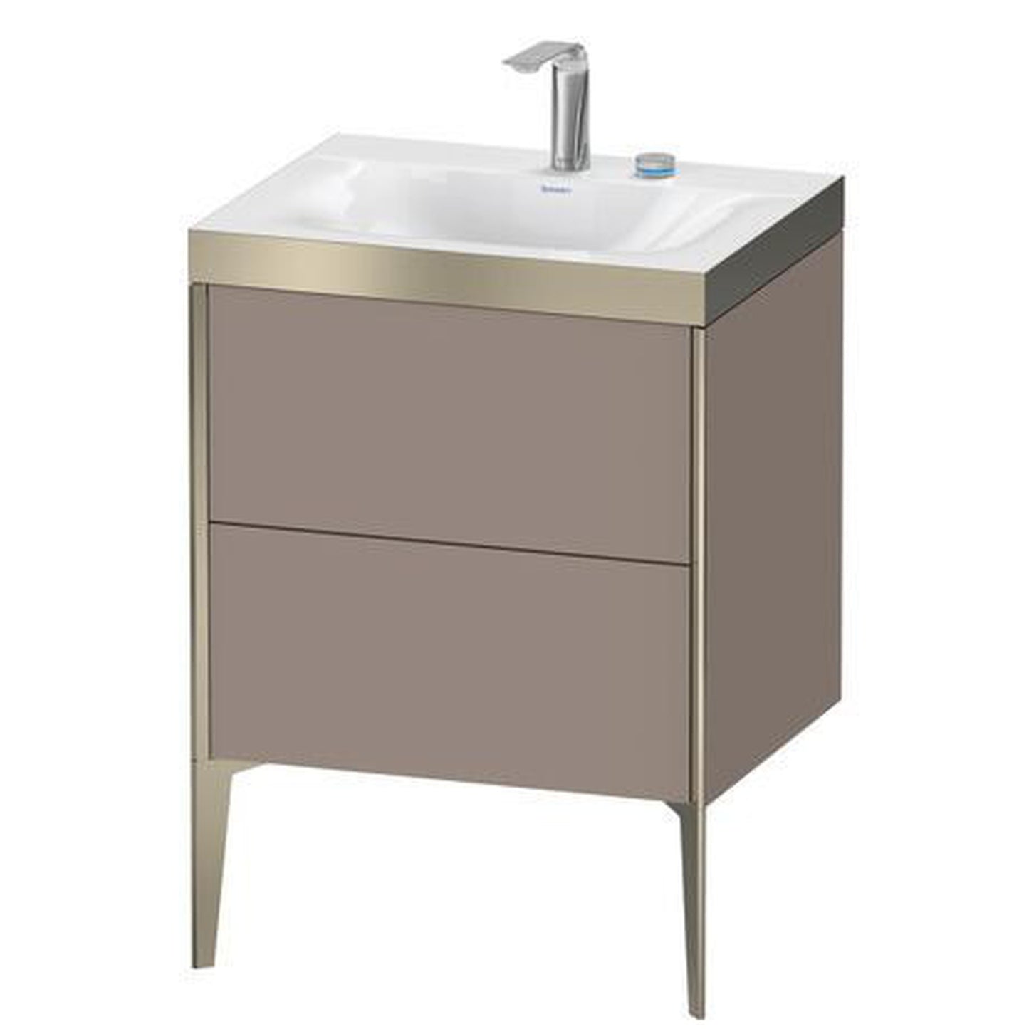 Duravit XViu 24" x 24" x 19" Two Drawer C-Bonded Floorstanding Vanity Kit With Two Tap Holes, Basalt (XV4709EB143P)