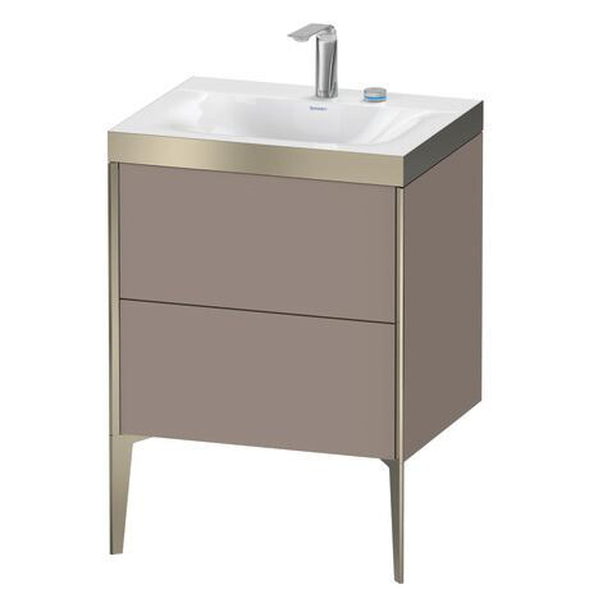 Duravit XViu 24" x 24" x 19" Two Drawer C-Bonded Floorstanding Vanity Kit With Two Tap Holes, Basalt (XV4709EB143P)
