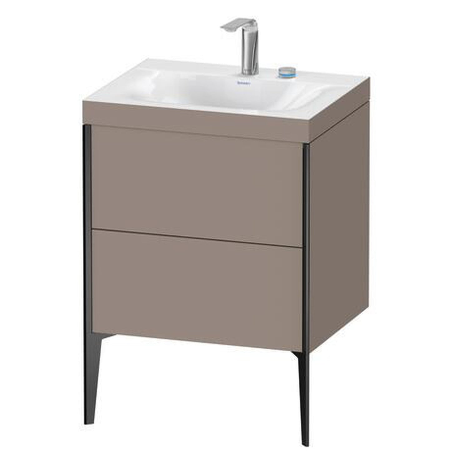 Duravit XViu 24" x 24" x 19" Two Drawer C-Bonded Floorstanding Vanity Kit With Two Tap Holes, Basalt (XV4709EB243C)