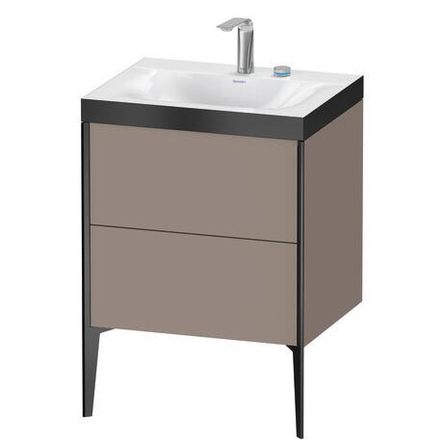 Duravit XViu 24" x 24" x 19" Two Drawer C-Bonded Floorstanding Vanity Kit With Two Tap Holes, Basalt (XV4709EB243P)