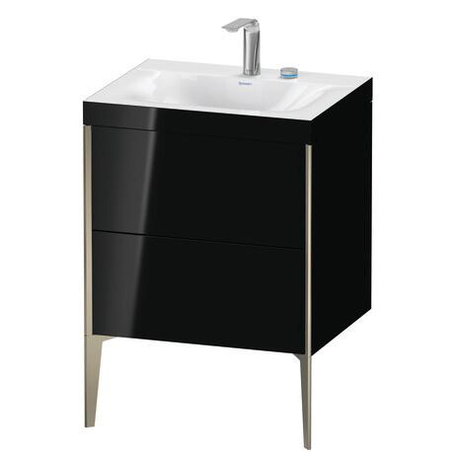 Duravit XViu 24" x 24" x 19" Two Drawer C-Bonded Floorstanding Vanity Kit With Two Tap Holes, Black (XV4709EB140C)